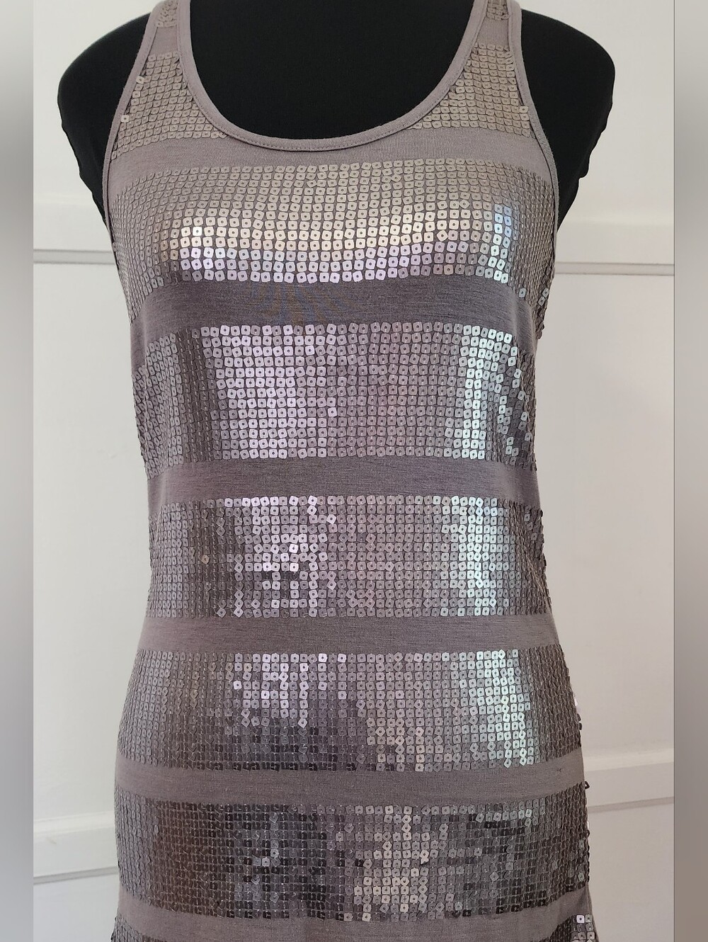 Wet Seal Silver Gray Sequin Tank Top Mini Dress